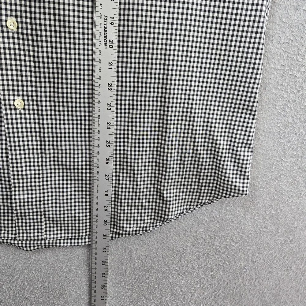 Ralph Lauren Men Button Up Shirt 17X36 Black Embroidered Check Custom Fit